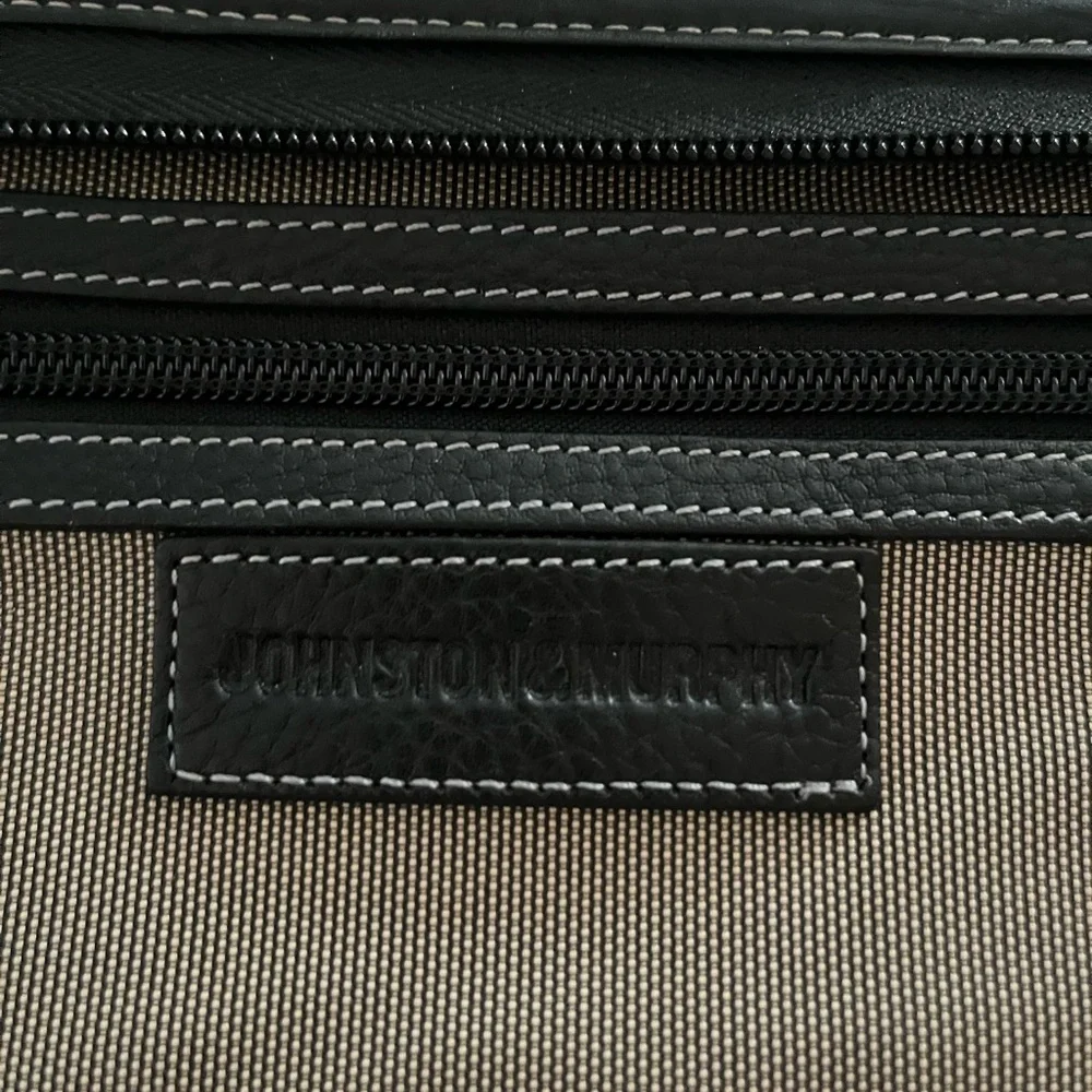 Johnson & Murphy Sophisticated Black Leather Briefcase